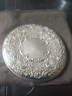 Vintage Sterling Silver Towle purse compact mirror with pouch